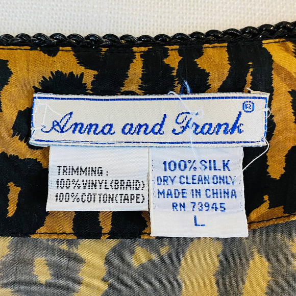 Vintage Anna and Frank Silk Animal Print Button Down Womens Large Career Casual - Picture 9 of 9